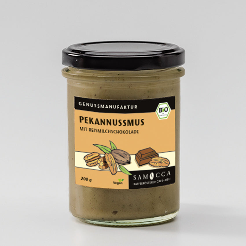 Veganes Pekannussmus mit weißer Schokolade