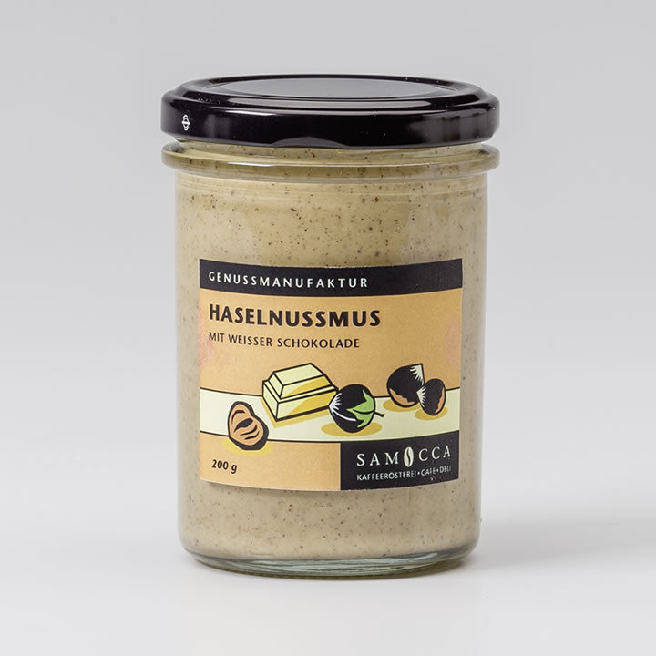 Veganes Bio Haselnussmus mit weißer Schokolade