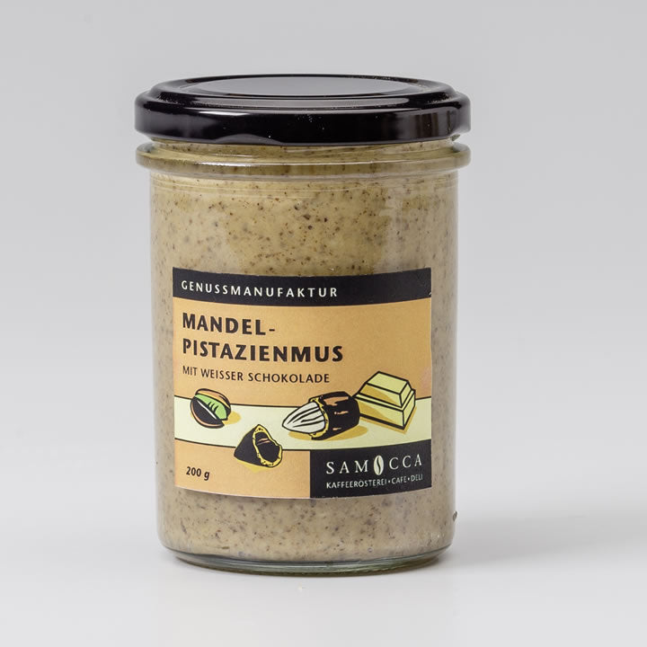 Veganes Bio Mandel-Pistazienmus mit weißer Schokolade